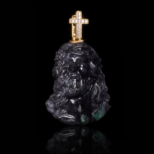Pendant41 Dark Jesus Head Jade Pendant