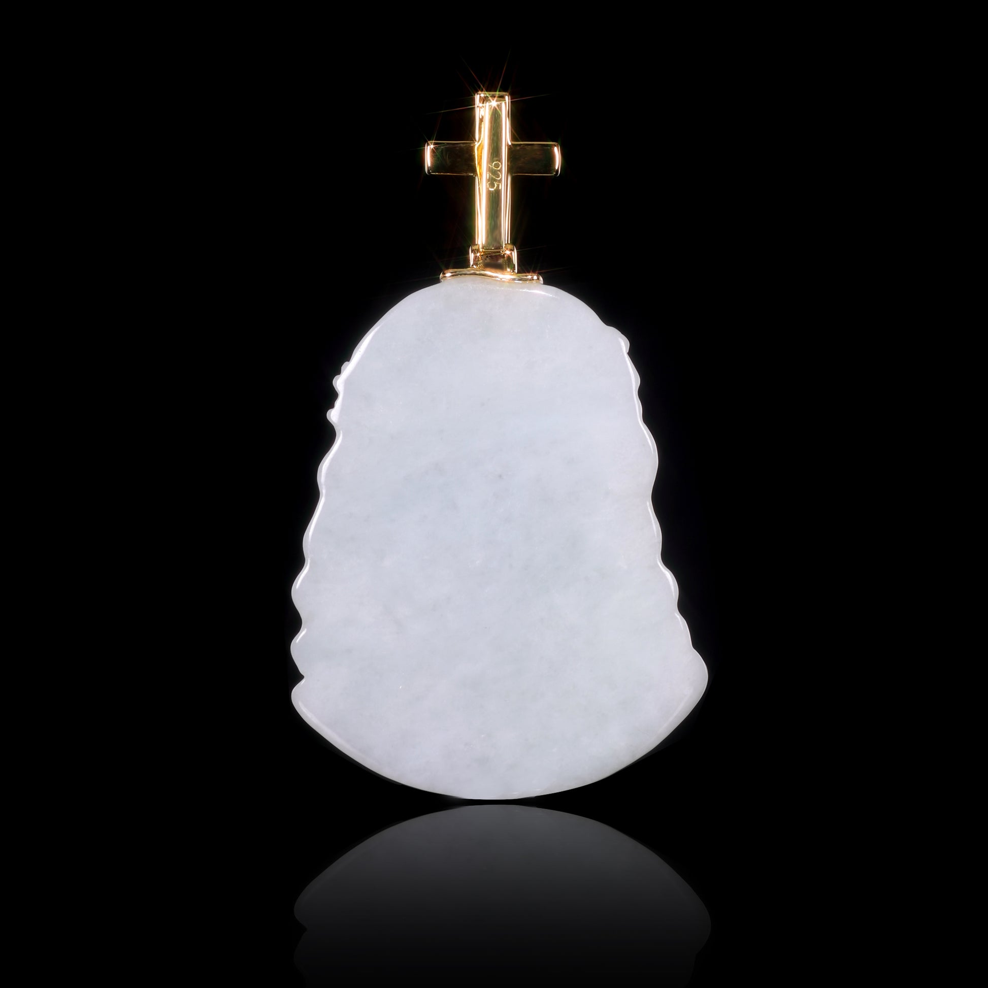 Natural White Jadeite Jesus Head Pendant | Diamond Cross Bail S925 - Grade A Natural Jade Jewelry