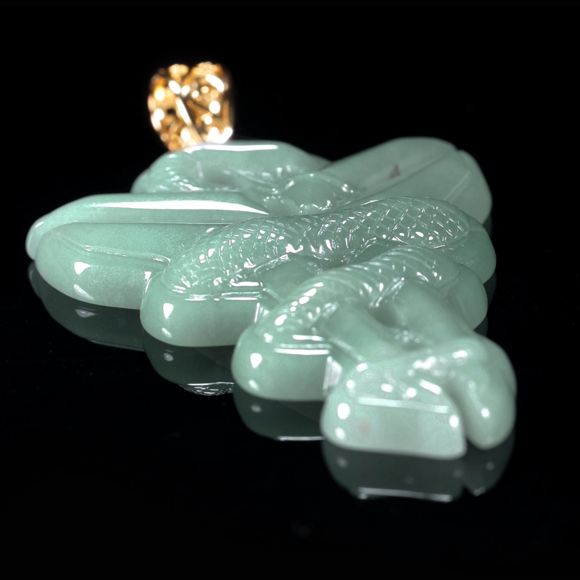 Natural Jadeite Snake & Sword Pendant | Hand-Carved Jade - Certified Grade A jade pendant from Jadelume