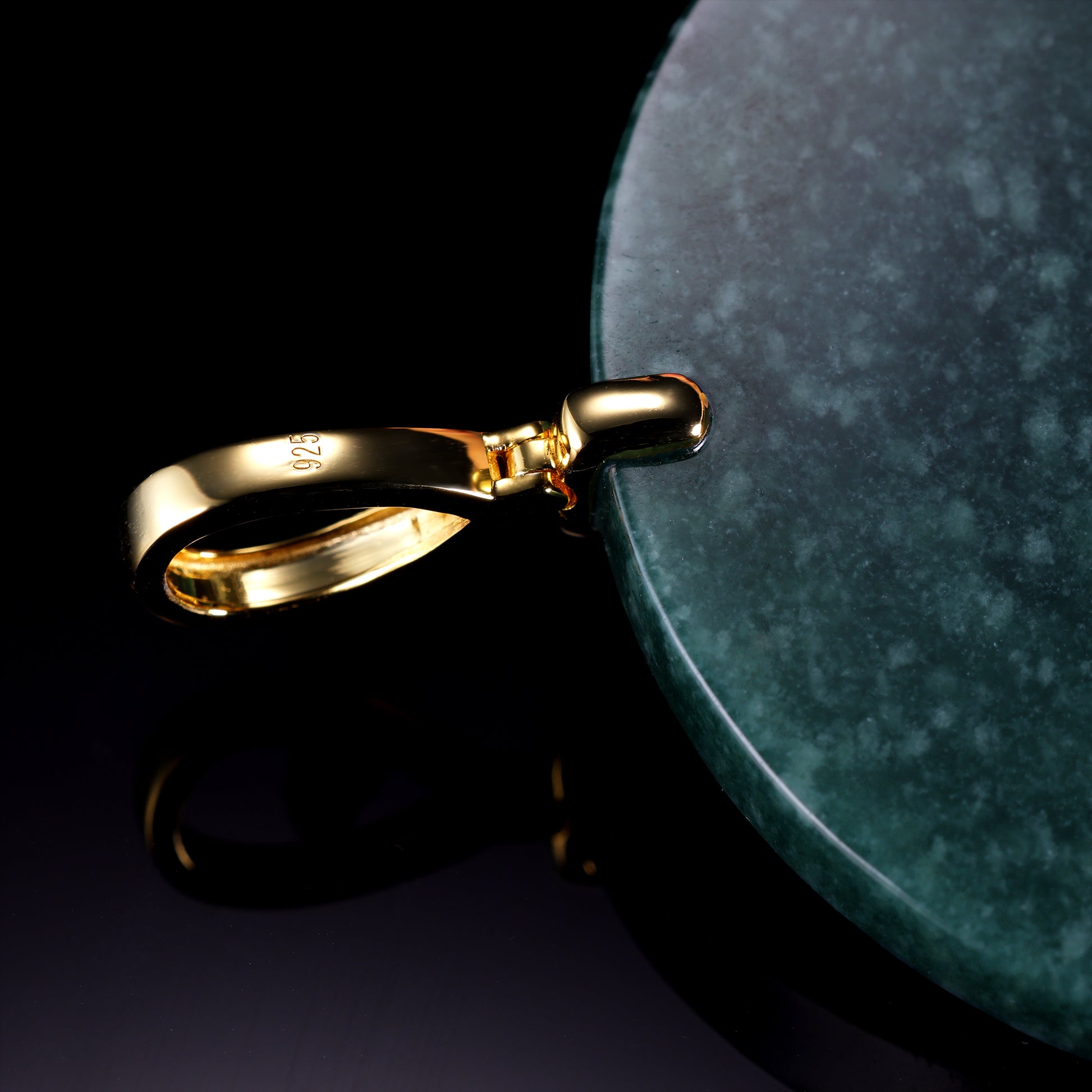 Natural Dark Green Jadeite Pixiu Round Disc Pendant | S925 Gold Bail - Grade A Natural Jade Jewelry