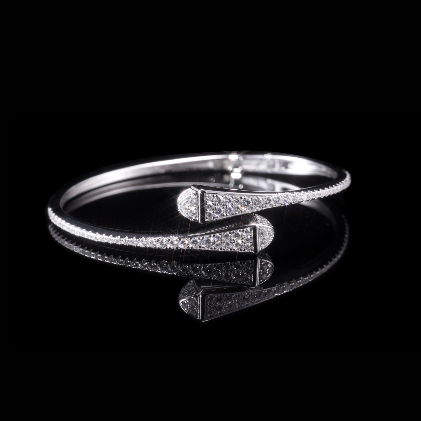 Diamond Pavé Single Nail Bangle Bracelet - Certified Grade A jade bangle from Jadelume