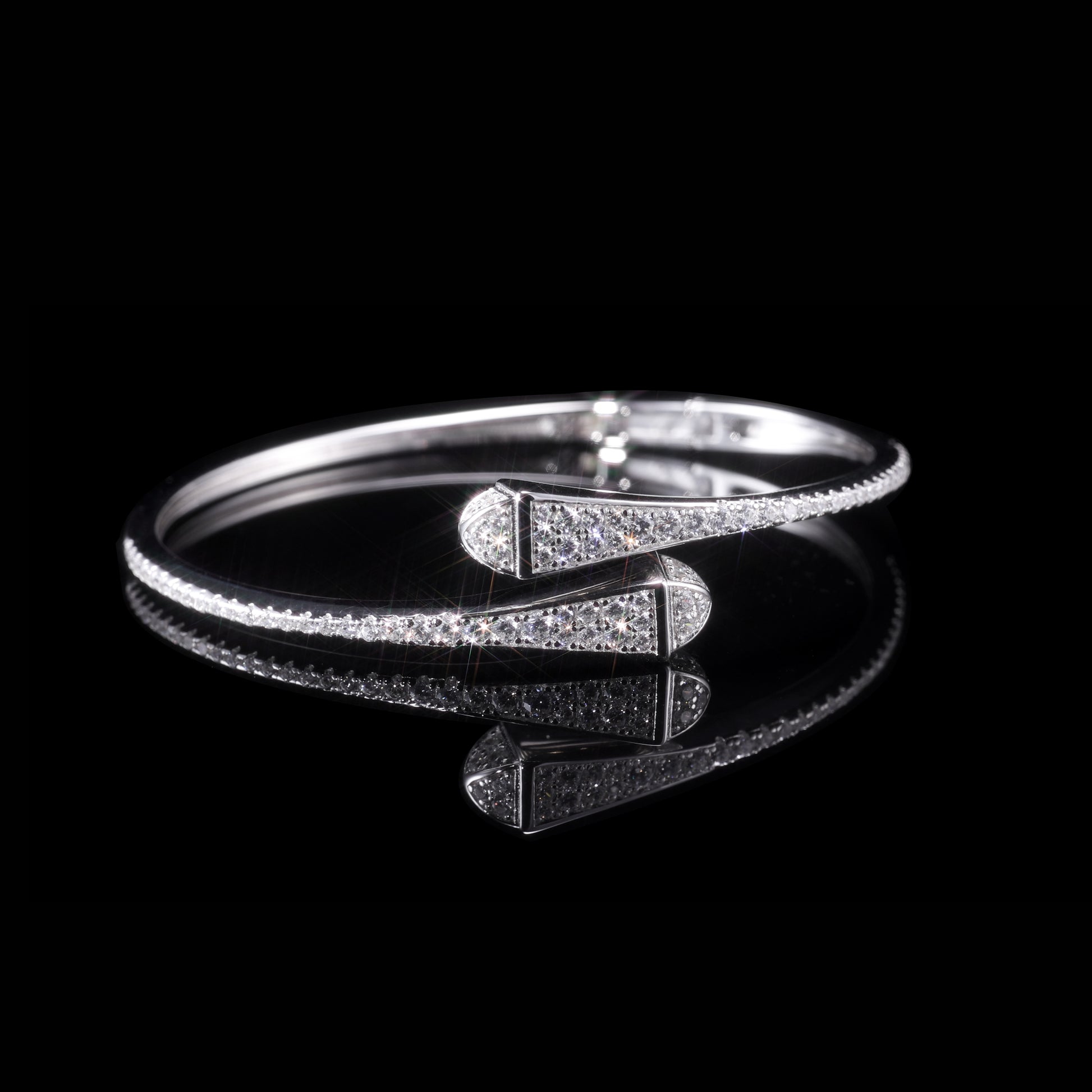 Diamond Pavé Single Nail Bangle Bracelet - Certified Grade A jade bangle from Jadelume