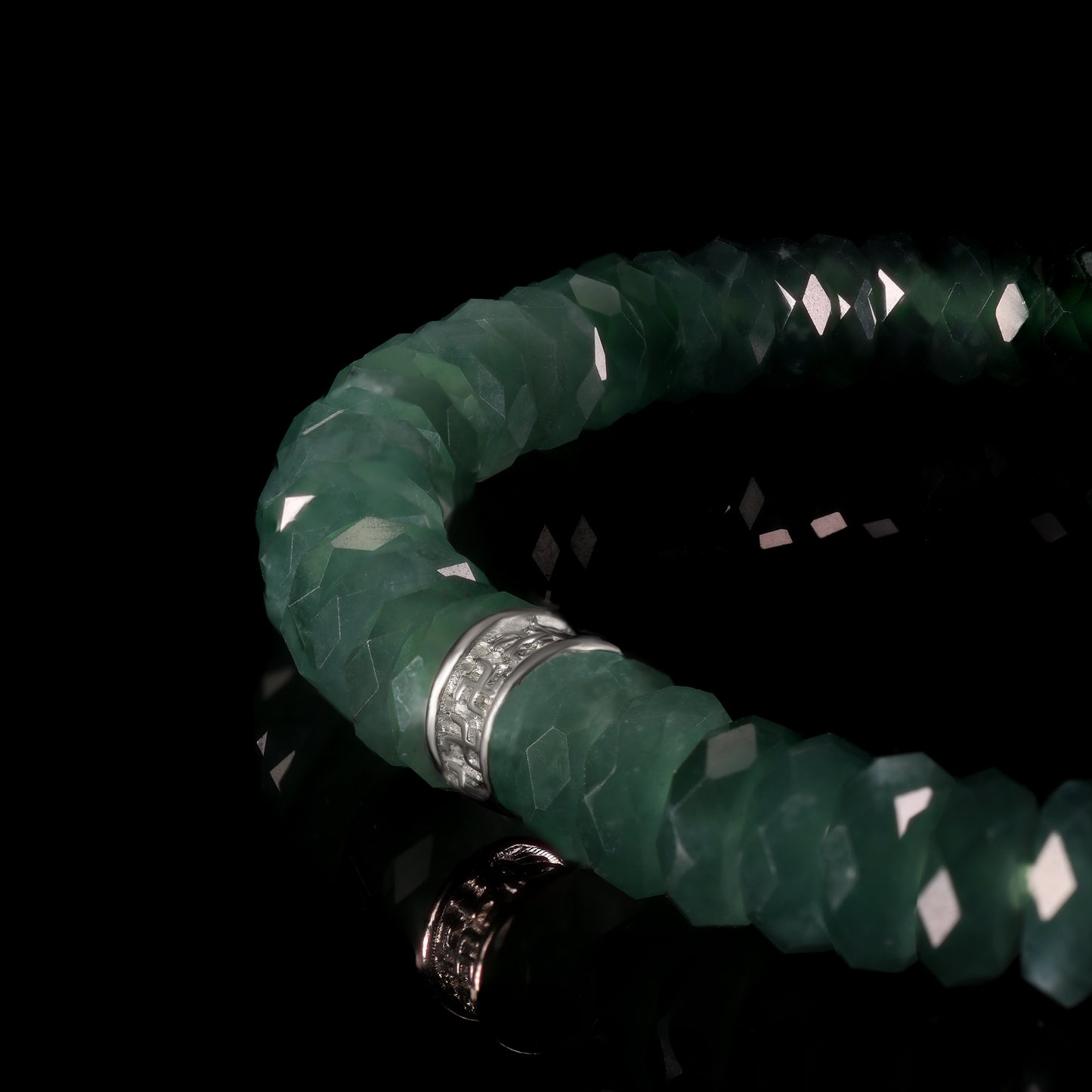 Natural Jade Faceted Rondelle Bracelet with Diamond Pavé Cylinder Clasp - Certified Grade A jade bracelet from Jadelume