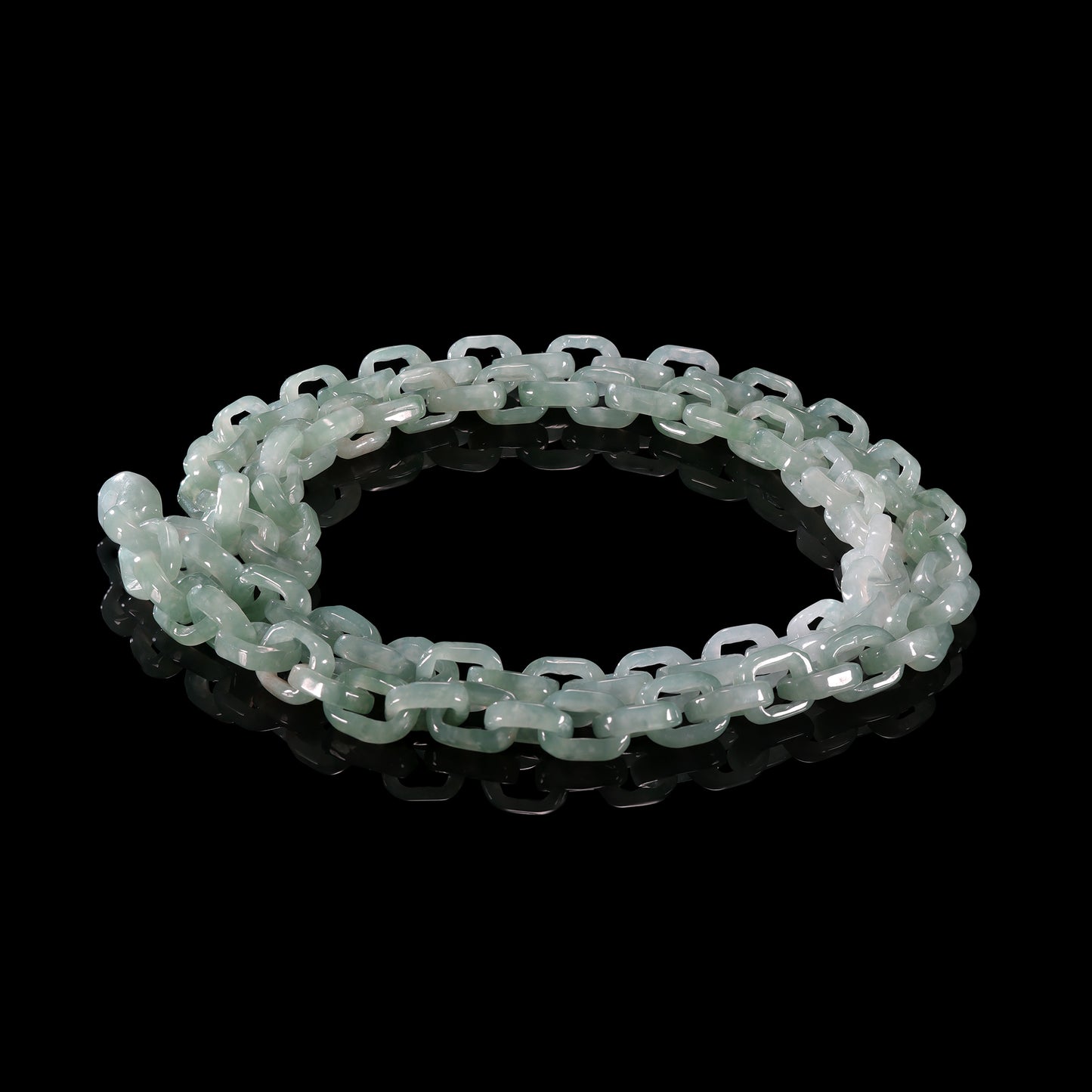Hand-Carved Natural Jade Chain Link Necklace - Certified Grade A jade necklace from Jadelume
