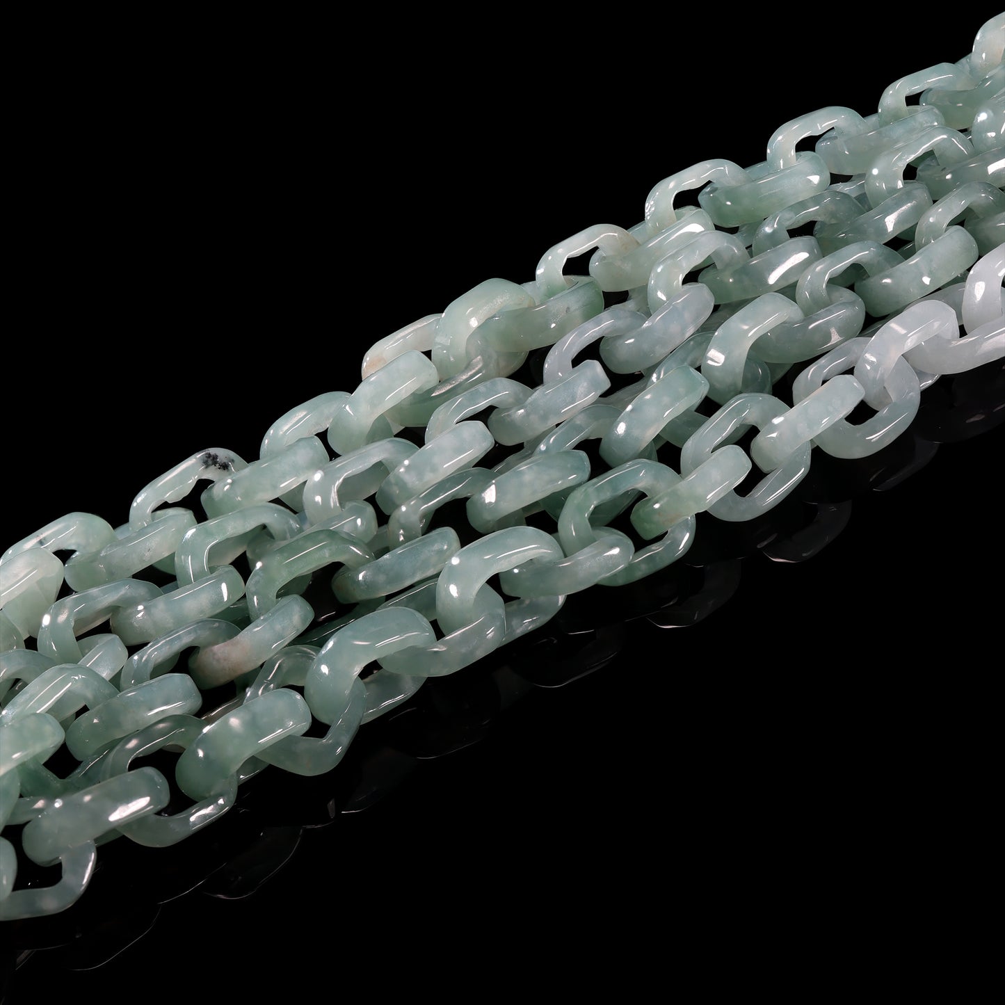 Hand-Carved Natural Jade Chain Link Necklace - Grade A Natural Jade Jewelry
