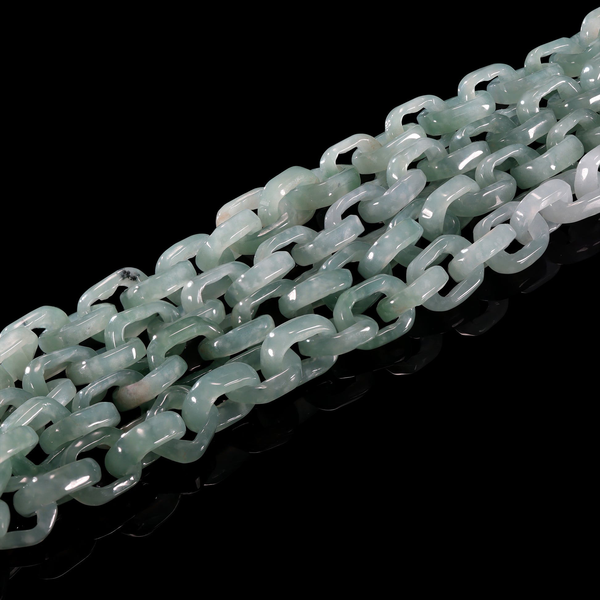 Hand-Carved Natural Jade Chain Link Necklace - Grade A Natural Jade Jewelry