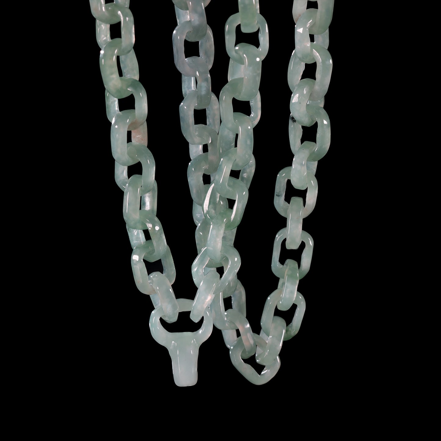 Hand-Carved Natural Jade Chain Link Necklace - Grade A Natural Jade Jewelry
