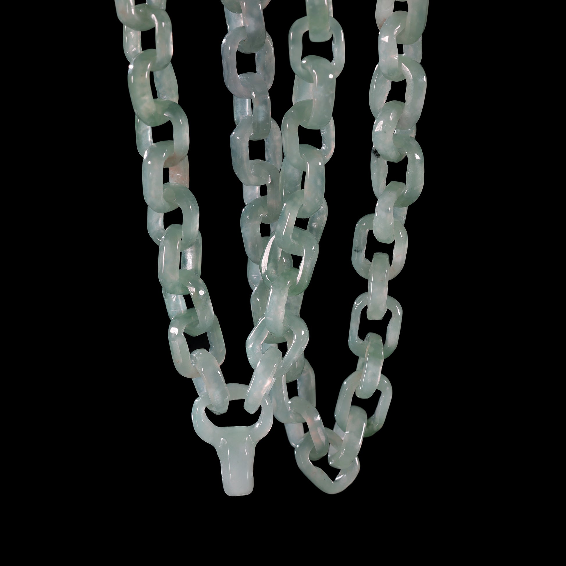 Hand-Carved Natural Jade Chain Link Necklace - Grade A Natural Jade Jewelry