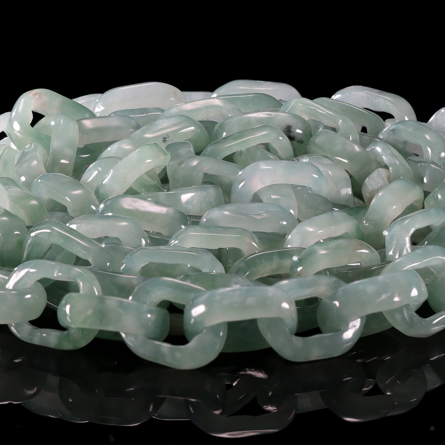 Hand-Carved Natural Jade Chain Link Necklace - Grade A Natural Jade Jewelry