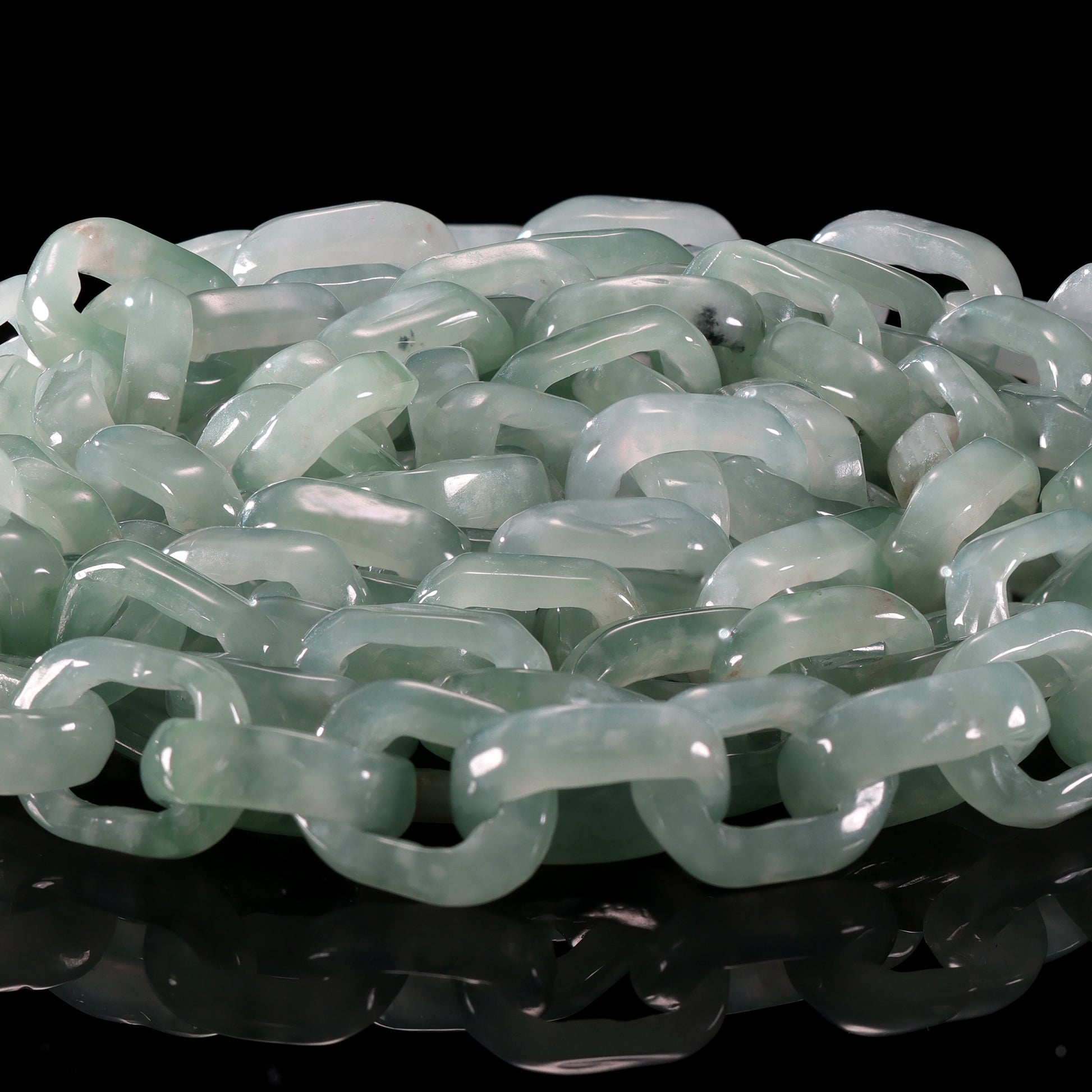 Hand-Carved Natural Jade Chain Link Necklace - Grade A Natural Jade Jewelry