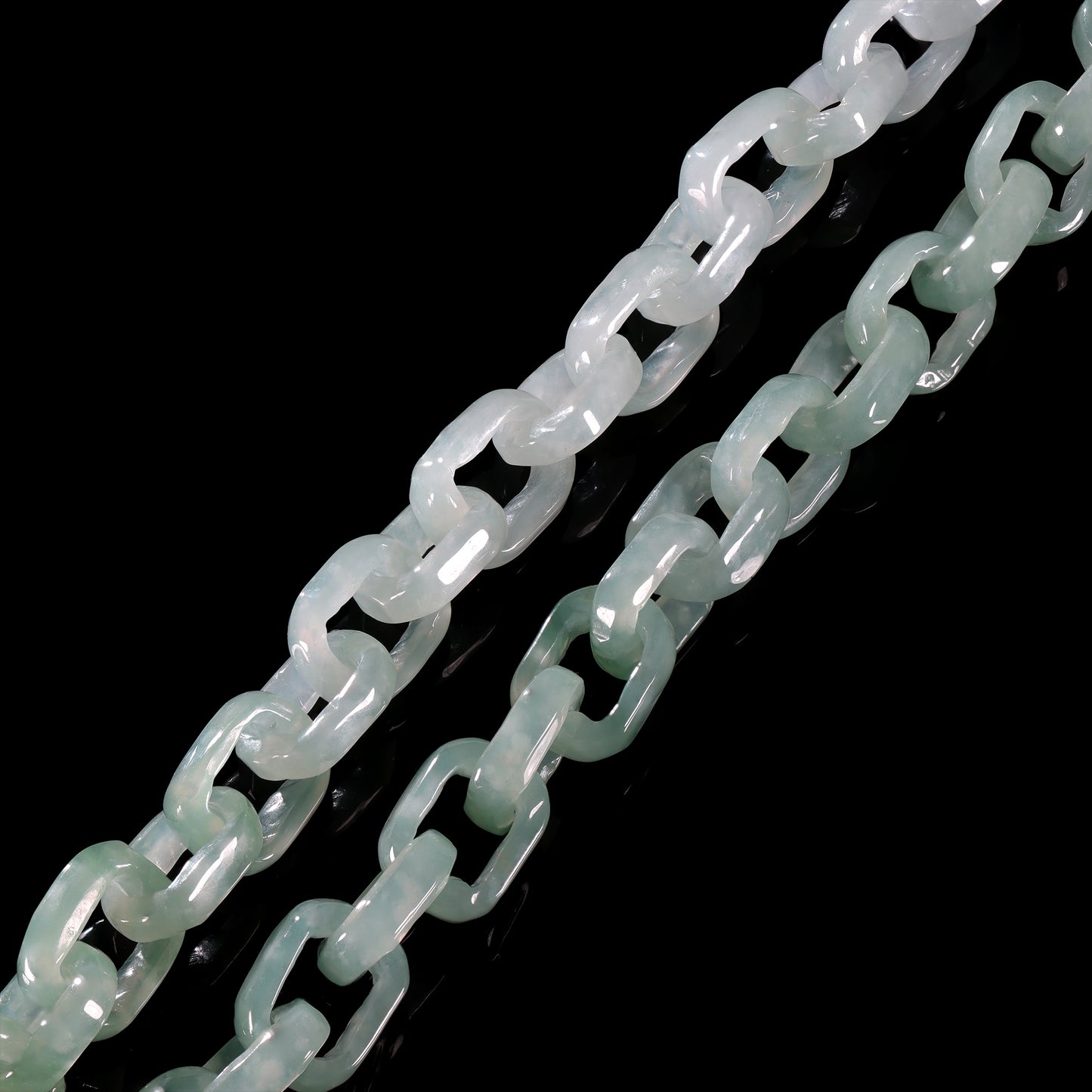 Hand-Carved Natural Jade Chain Link Necklace - Grade A Natural Jade Jewelry