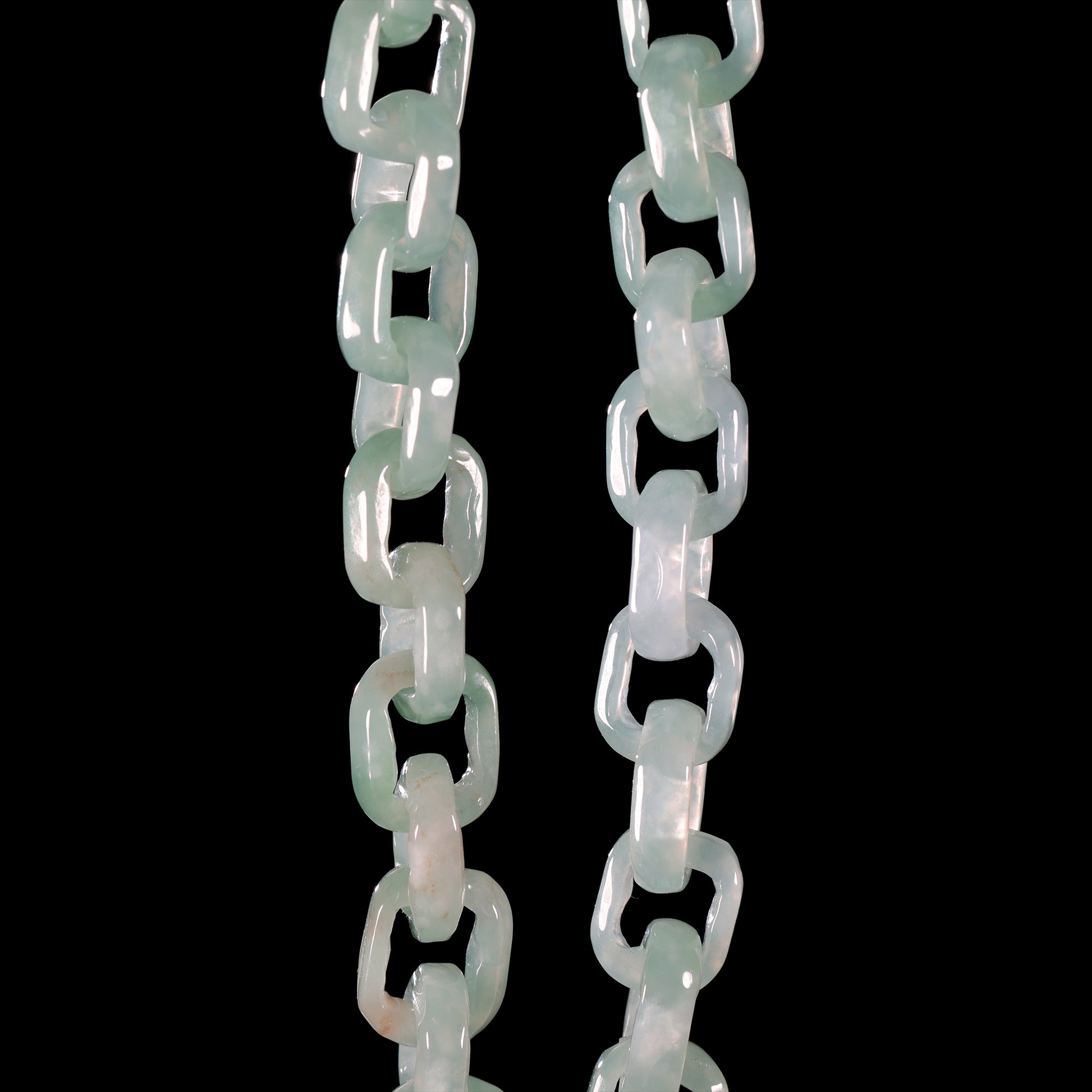 Hand-Carved Natural Jade Chain Link Necklace - Grade A Natural Jade Jewelry
