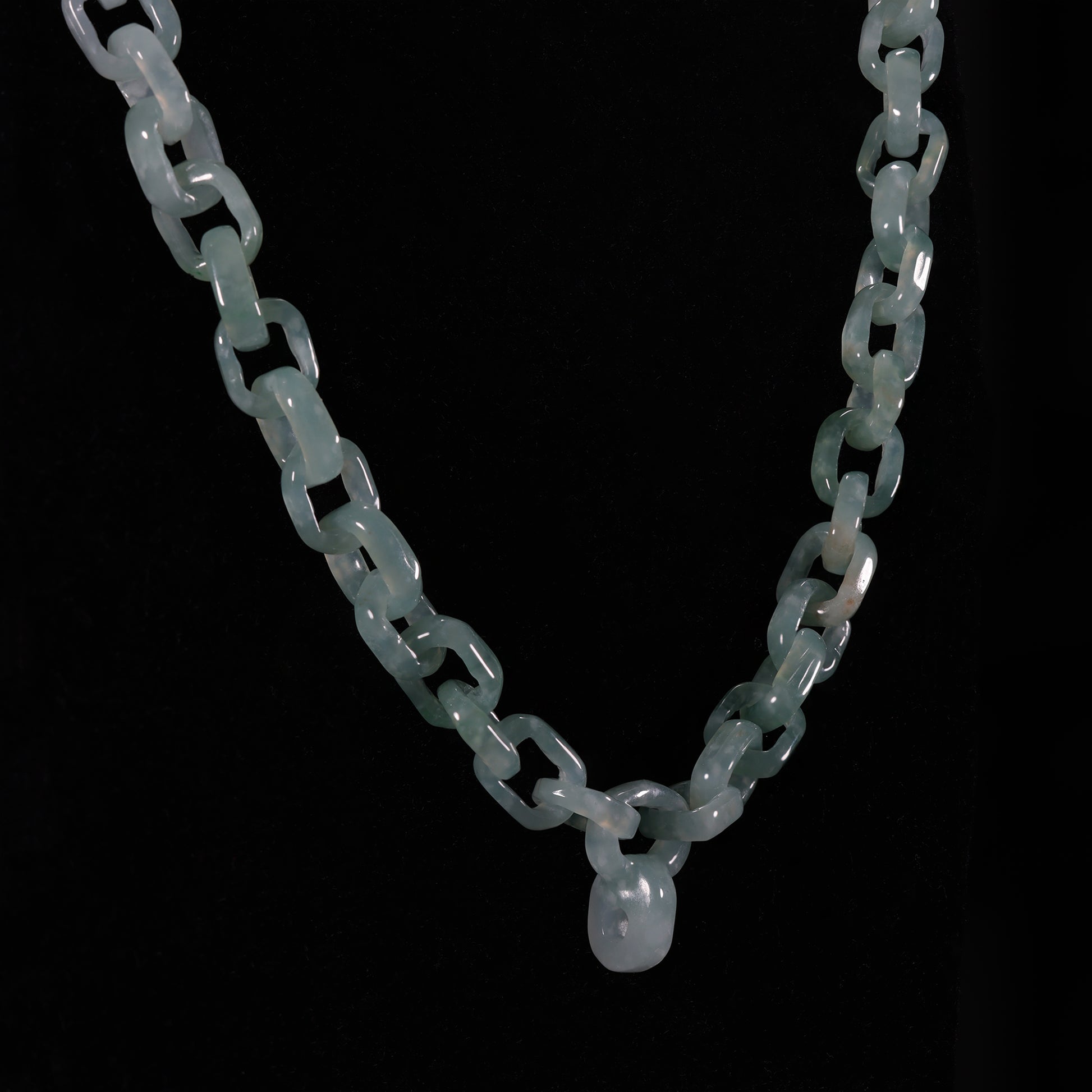 Hand-Carved Natural Jade Chain Link Necklace - Grade A Natural Jade Jewelry