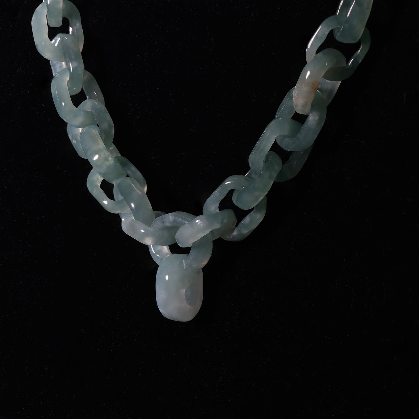 Hand-Carved Natural Jade Chain Link Necklace - Grade A Natural Jade Jewelry