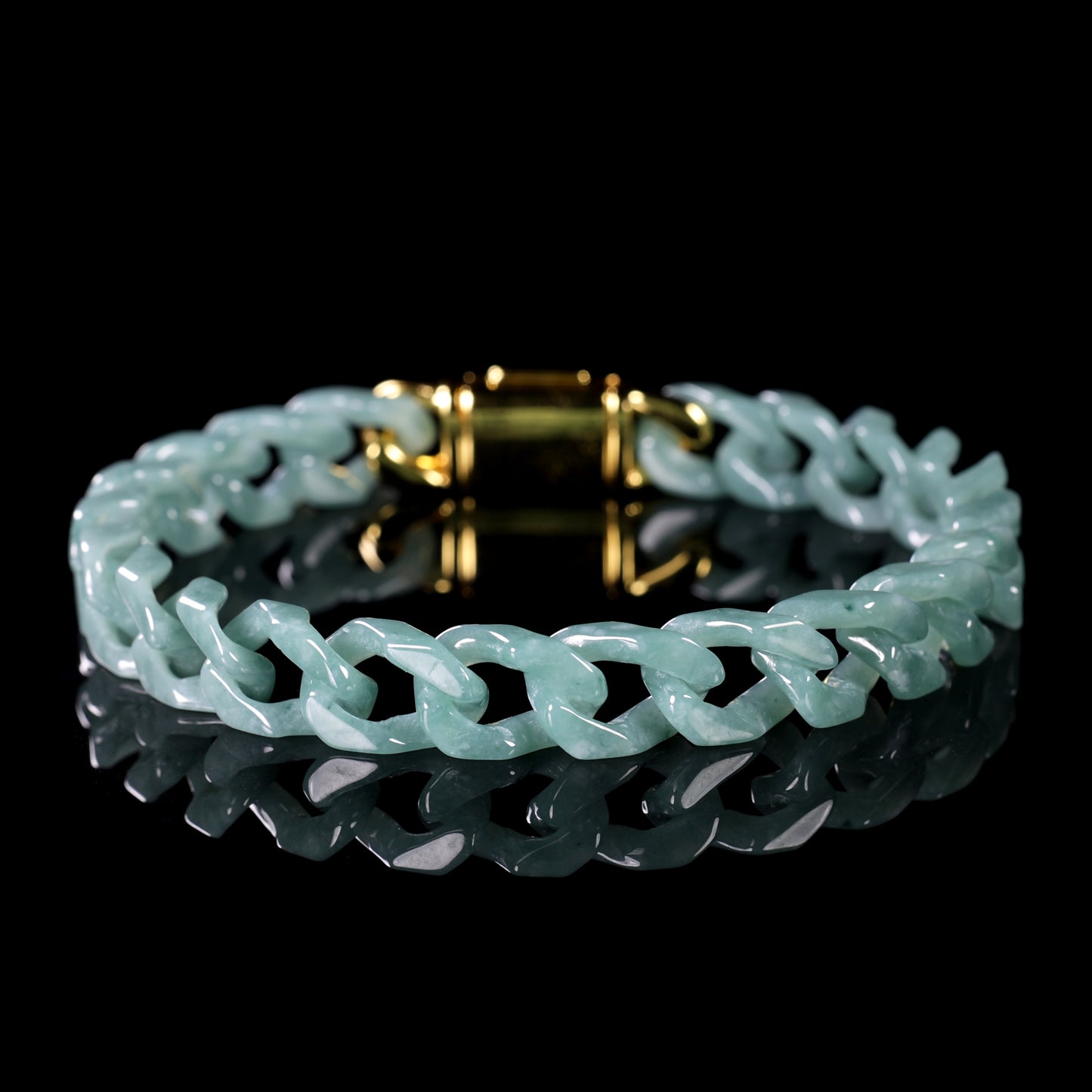 Natural Jade Cuban Link Bracelet - Certified Grade A jade bracelet from Jadelume
