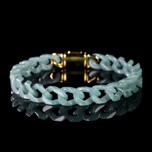 Natural Jade Cuban Link Bracelet - Certified Grade A jade bracelet from Jadelume