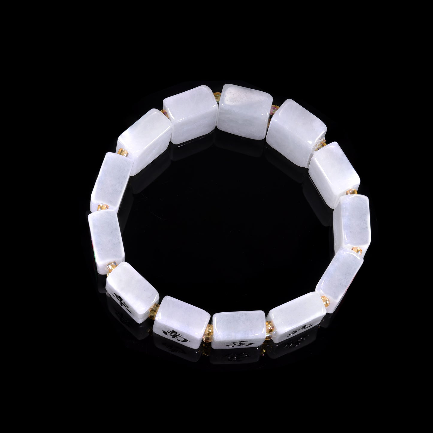 Natural White Jade Mahjong Tile Bracelet - Grade A Natural Jade Jewelry