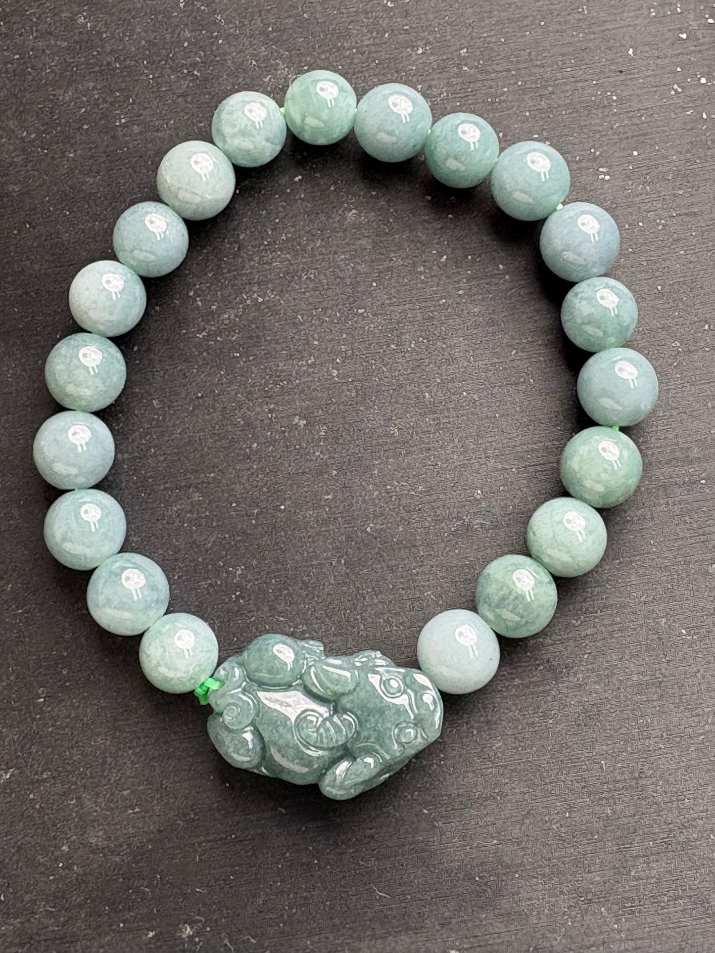 Bracelet5 Jade Beaded Bracelet with Pixiu Charm