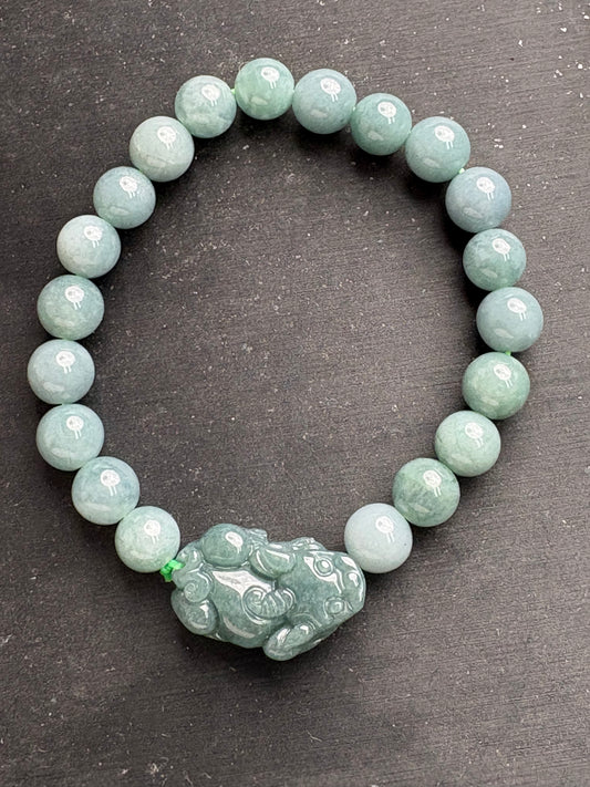 Bracelet5 Jade Beaded Bracelet with Pixiu Charm
