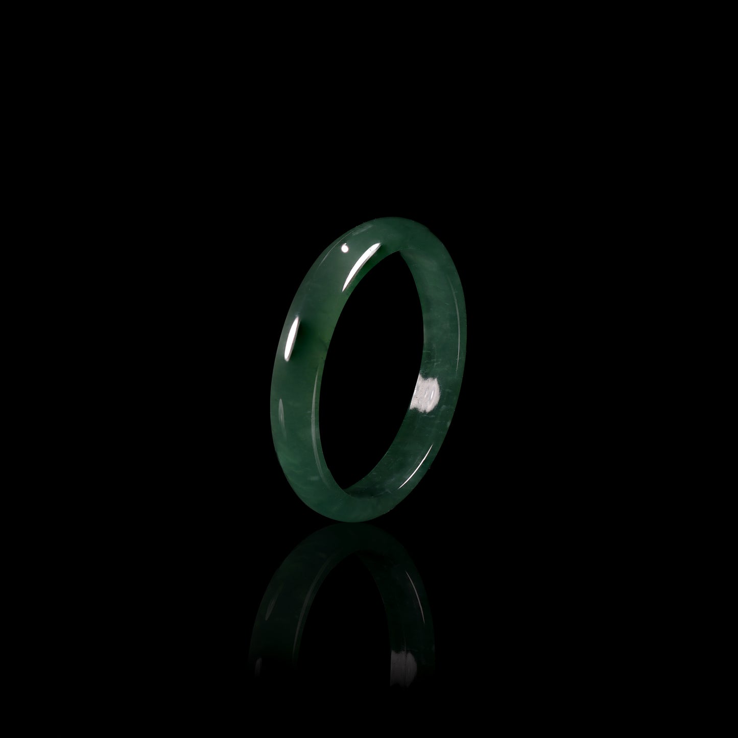 Deep Green Jade Smooth Slim Band Ring - Grade A Natural Jade Jewelry