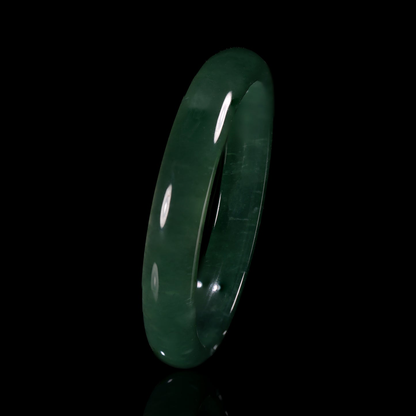 Deep Green Jade Smooth Slim Band Ring - Certified Grade A jade ring from Jadelume