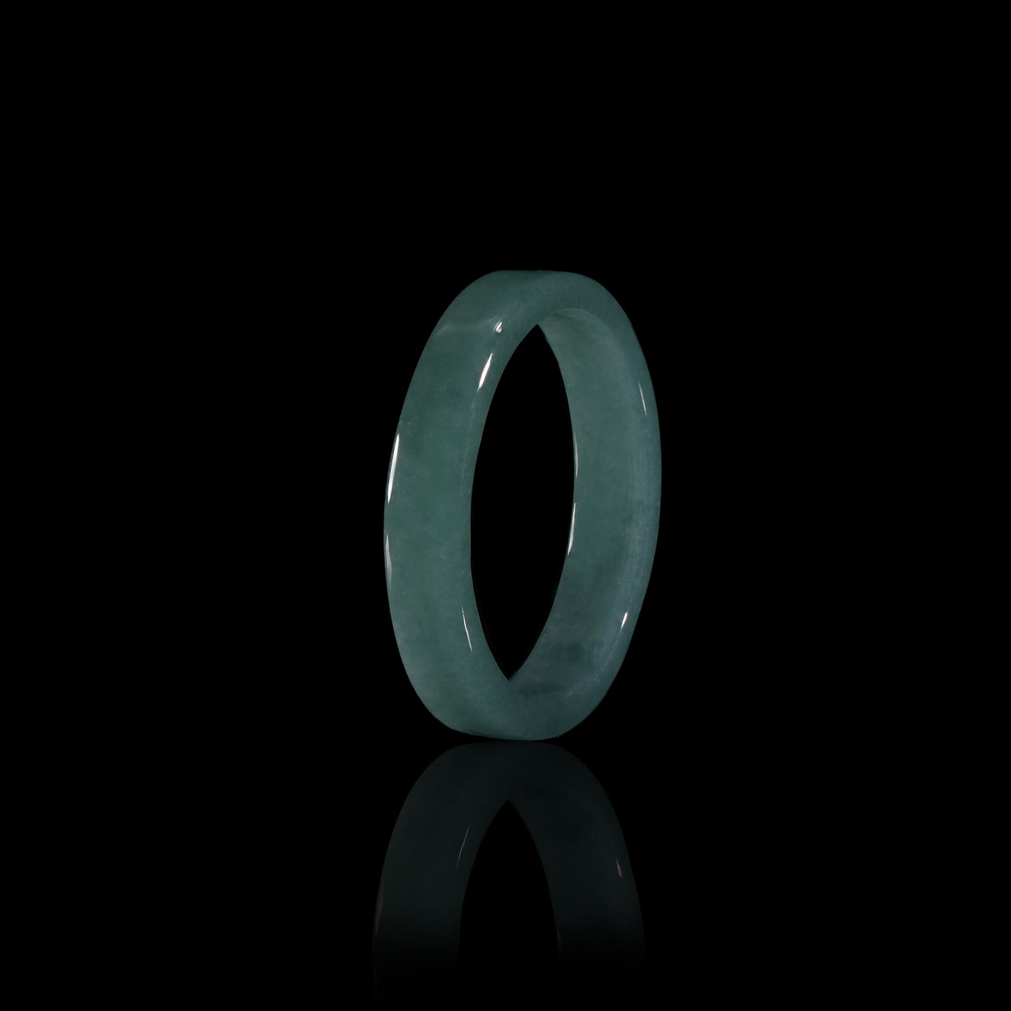 Blue-Water Jade Smooth Slim Band Ring - Grade A Natural Jade Jewelry