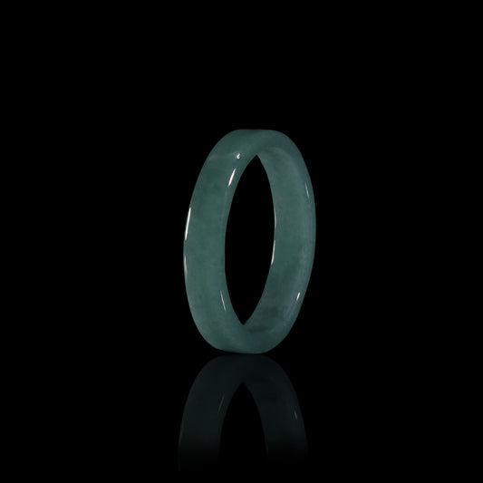 Blue-Water Jade Smooth Slim Band Ring - Grade A Natural Jade Jewelry