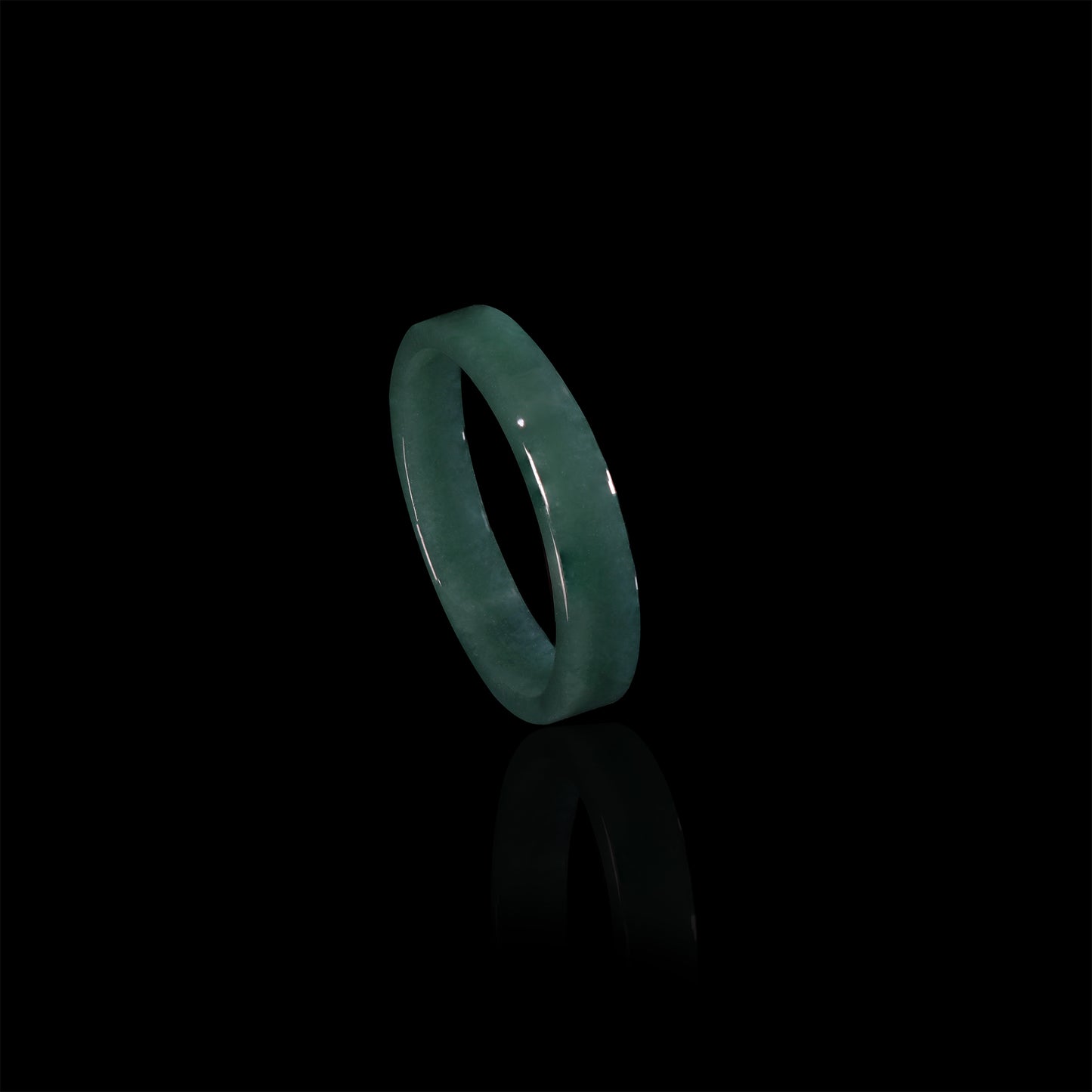 Blue-Water Jade Smooth Slim Band Ring - Grade A Natural Jade Jewelry