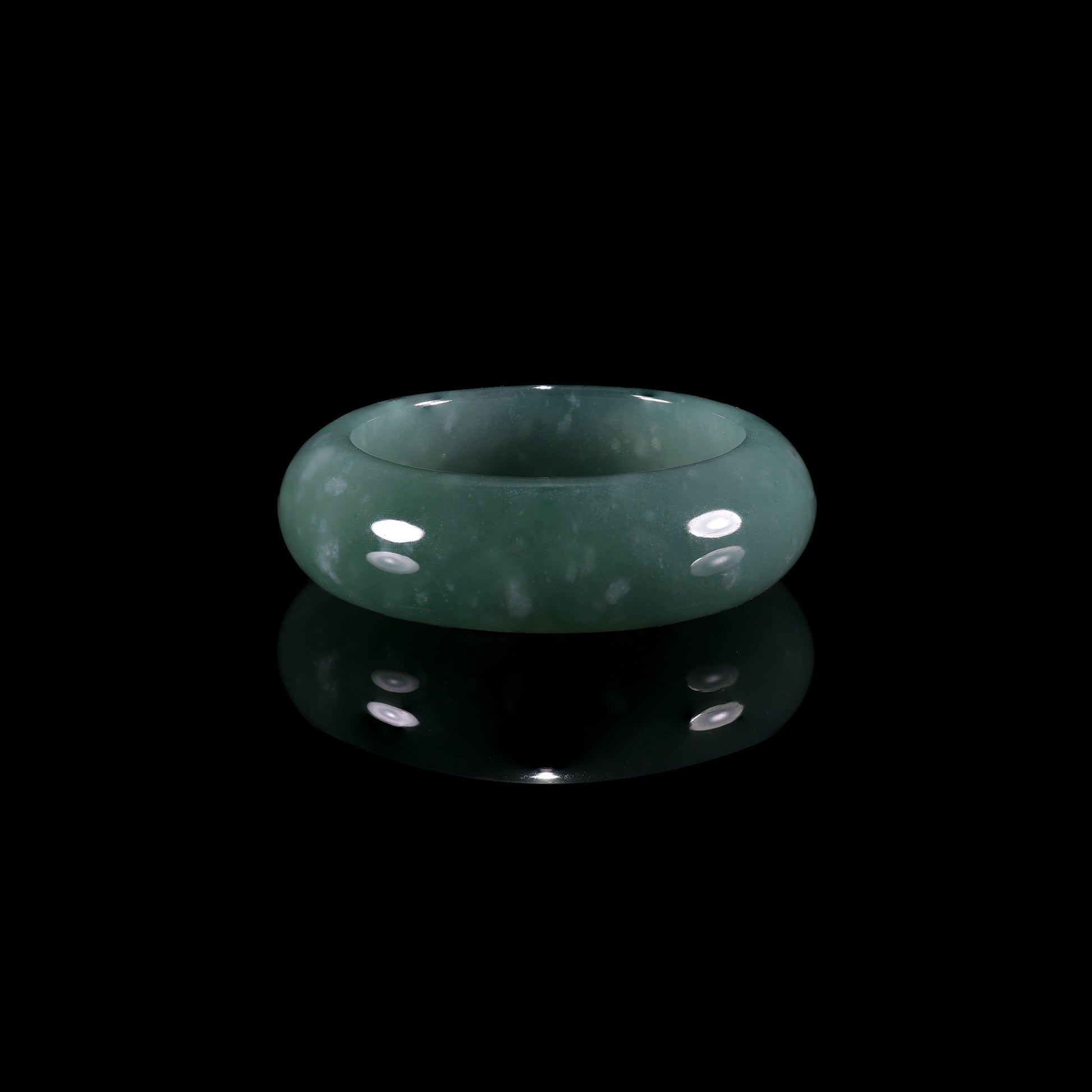 Ice Glutinous Jade Dome Wide Band Ring - Grade A Natural Jade Jewelry