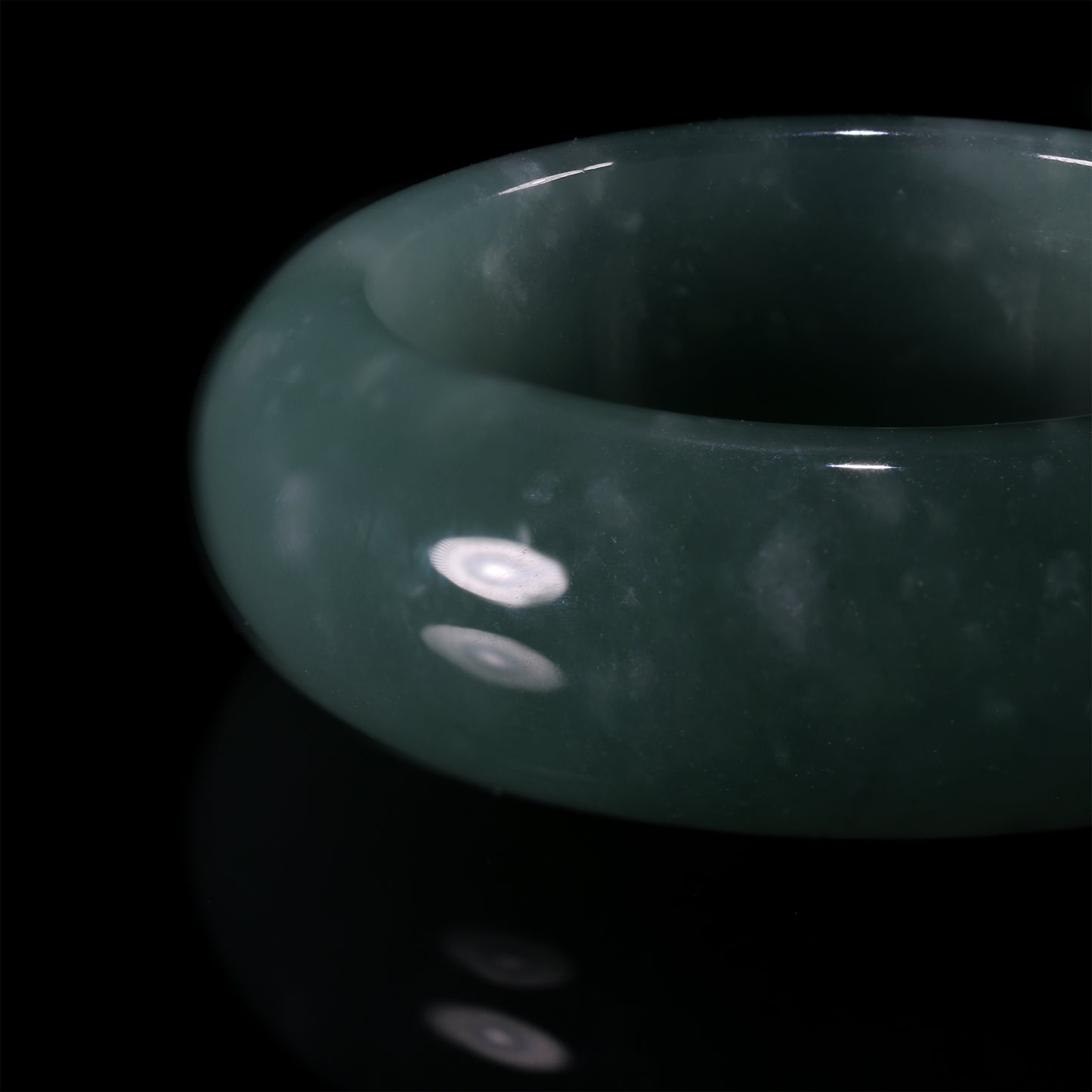 Ice Glutinous Jade Dome Wide Band Ring - Grade A Natural Jade Jewelry