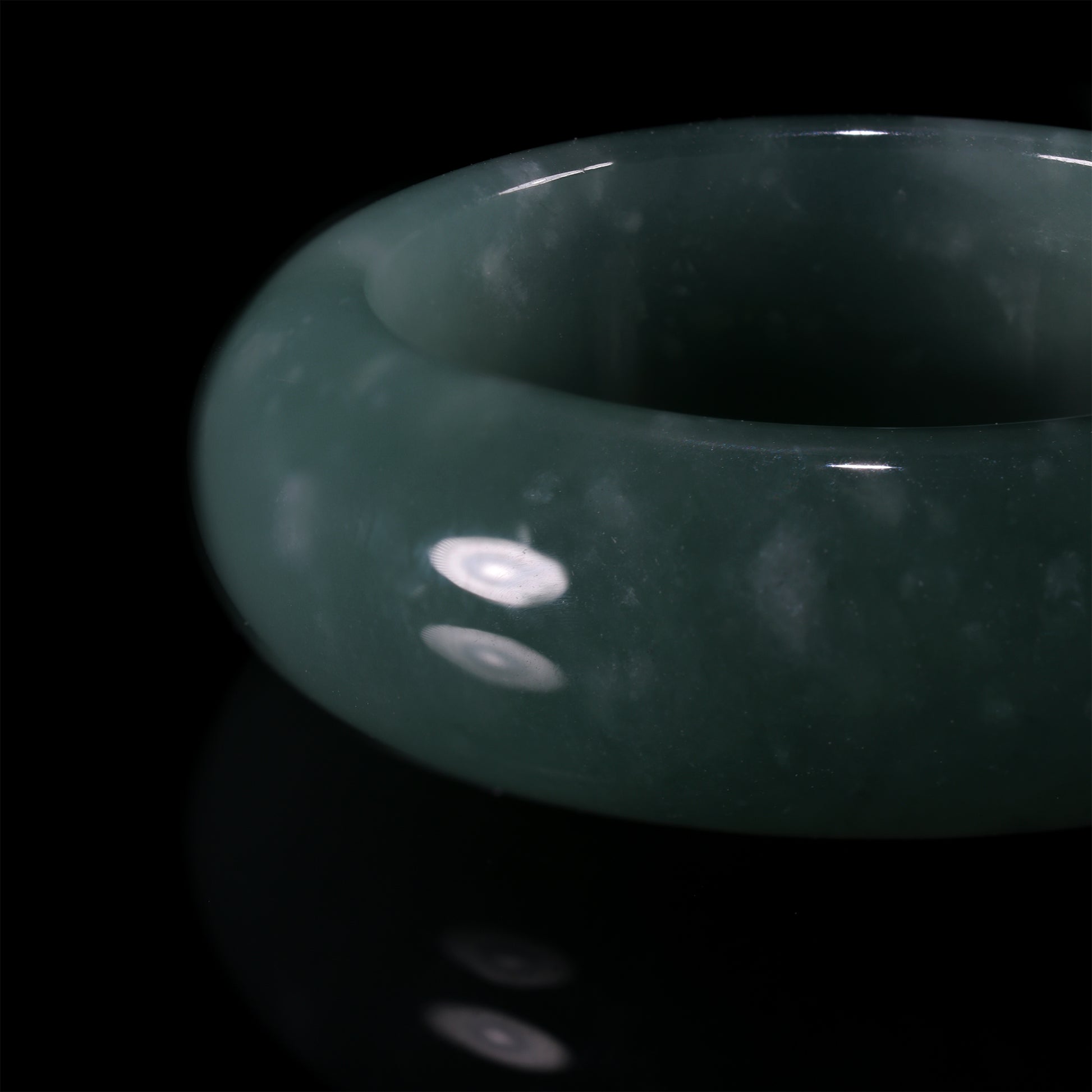 Ice Glutinous Jade Dome Wide Band Ring - Grade A Natural Jade Jewelry