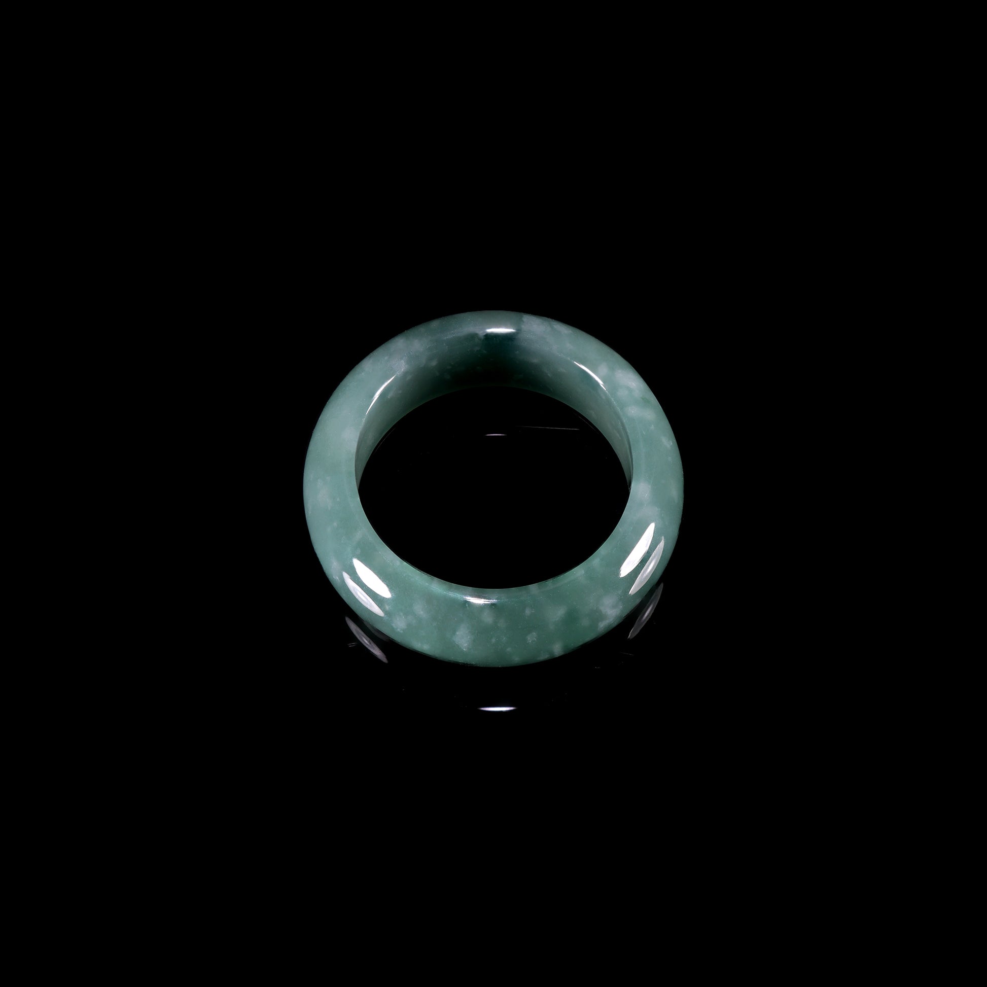 Ice Glutinous Jade Dome Wide Band Ring - Grade A Natural Jade Jewelry