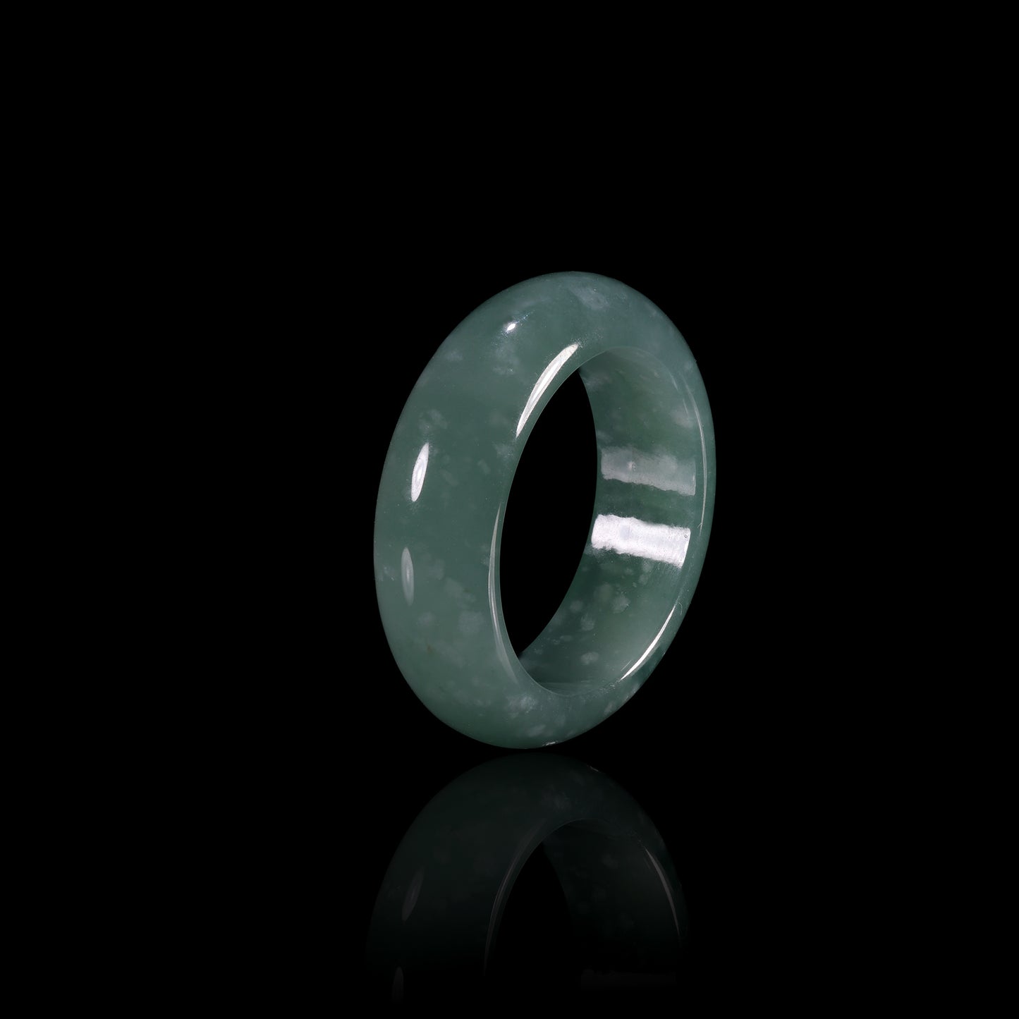 Ice Glutinous Jade Dome Wide Band Ring - Certified Grade A jade ring from Jadelume