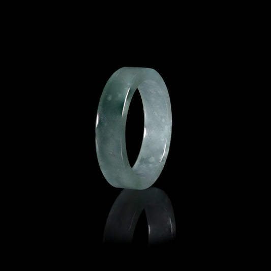 Blue-Water Jade Smooth Band Ring Set — Wide & Slim - Grade A Natural Jade Jewelry