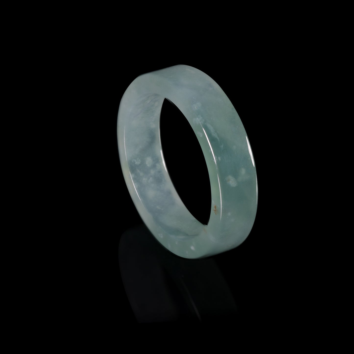 Blue-Water Jade Smooth Band Ring Set — Wide & Slim - Grade A Natural Jade Jewelry