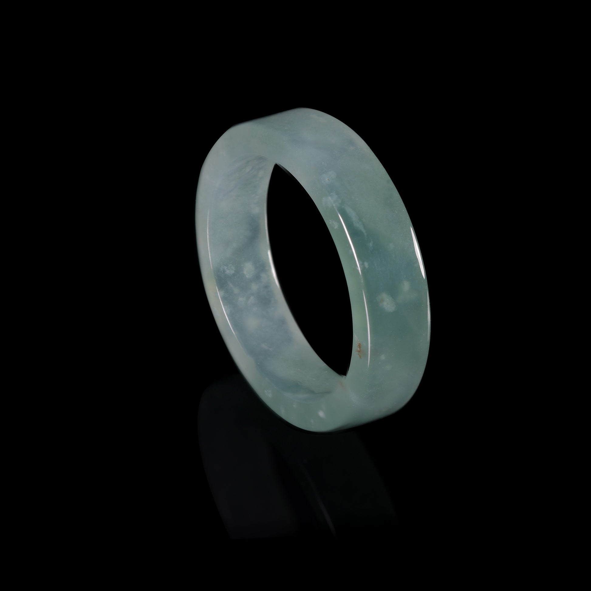 Blue-Water Jade Smooth Band Ring Set — Wide & Slim - Grade A Natural Jade Jewelry