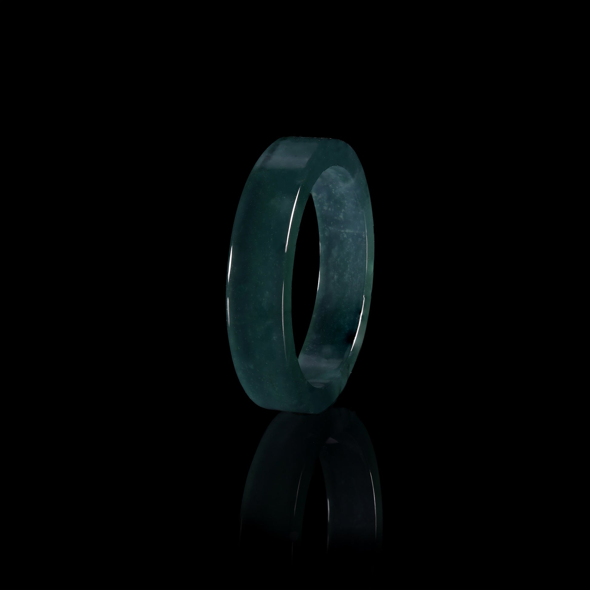 Blue-Water Jade Smooth Band Ring Set — Wide & Slim - Grade A Natural Jade Jewelry
