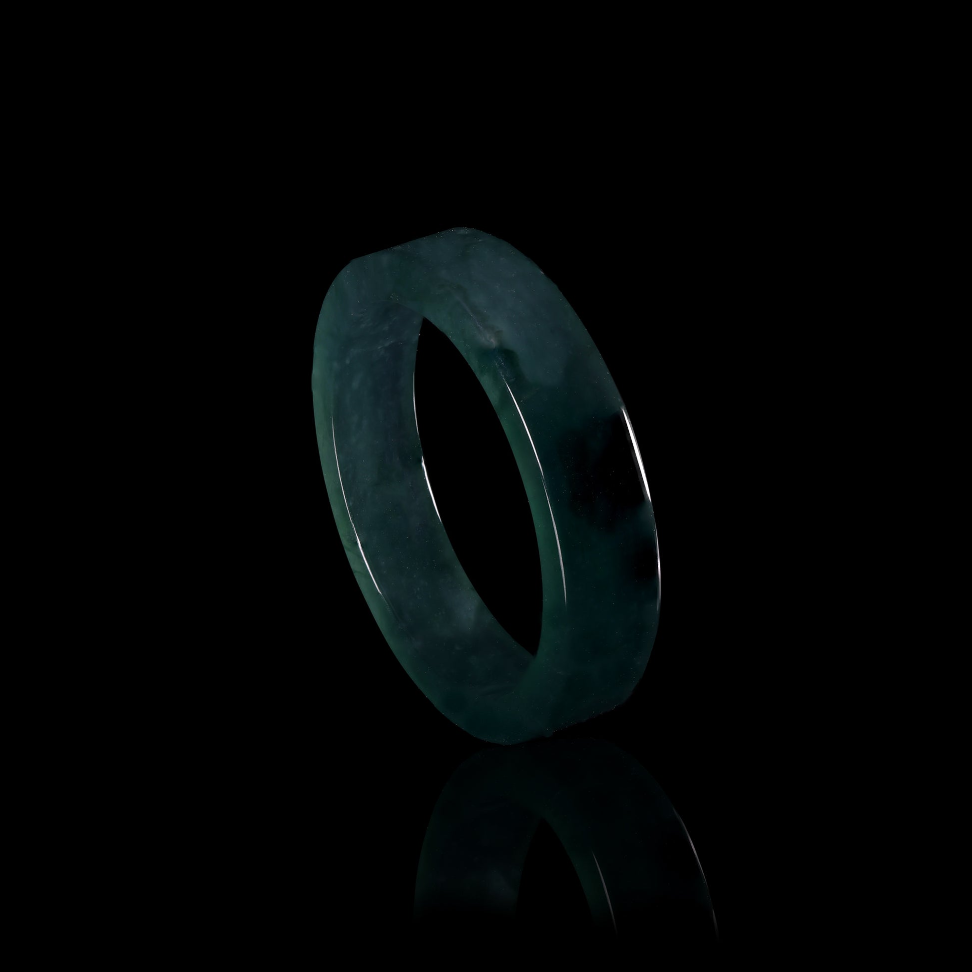 Blue-Water Jade Smooth Band Ring Set — Wide & Slim - Grade A Natural Jade Jewelry