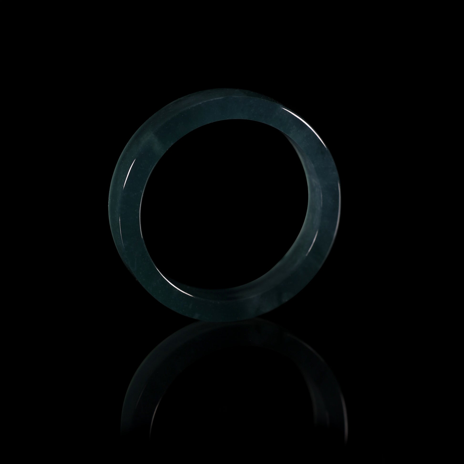 Blue-Water Jade Smooth Band Ring Set — Wide & Slim - Grade A Natural Jade Jewelry