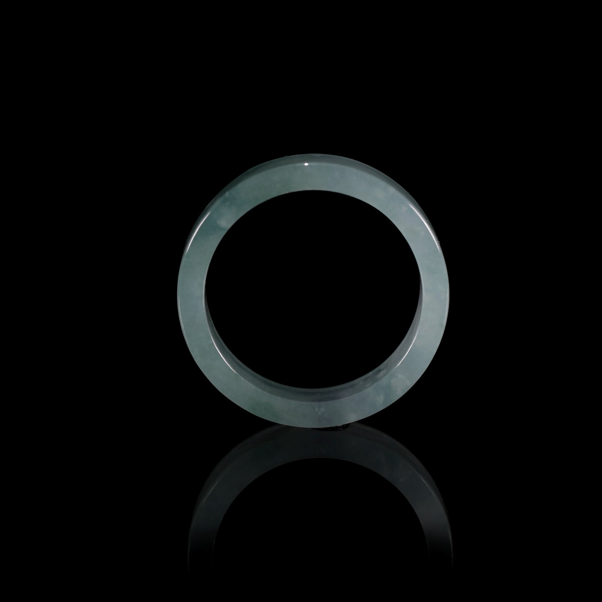 Blue-Water Jade Smooth Band Ring Set — Wide & Slim - Certified Grade A jade ring from Jadelume