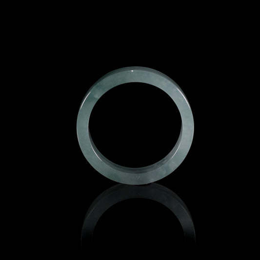 Blue-Water Jade Smooth Band Ring Set — Wide & Slim - Certified Grade A jade ring from Jadelume
