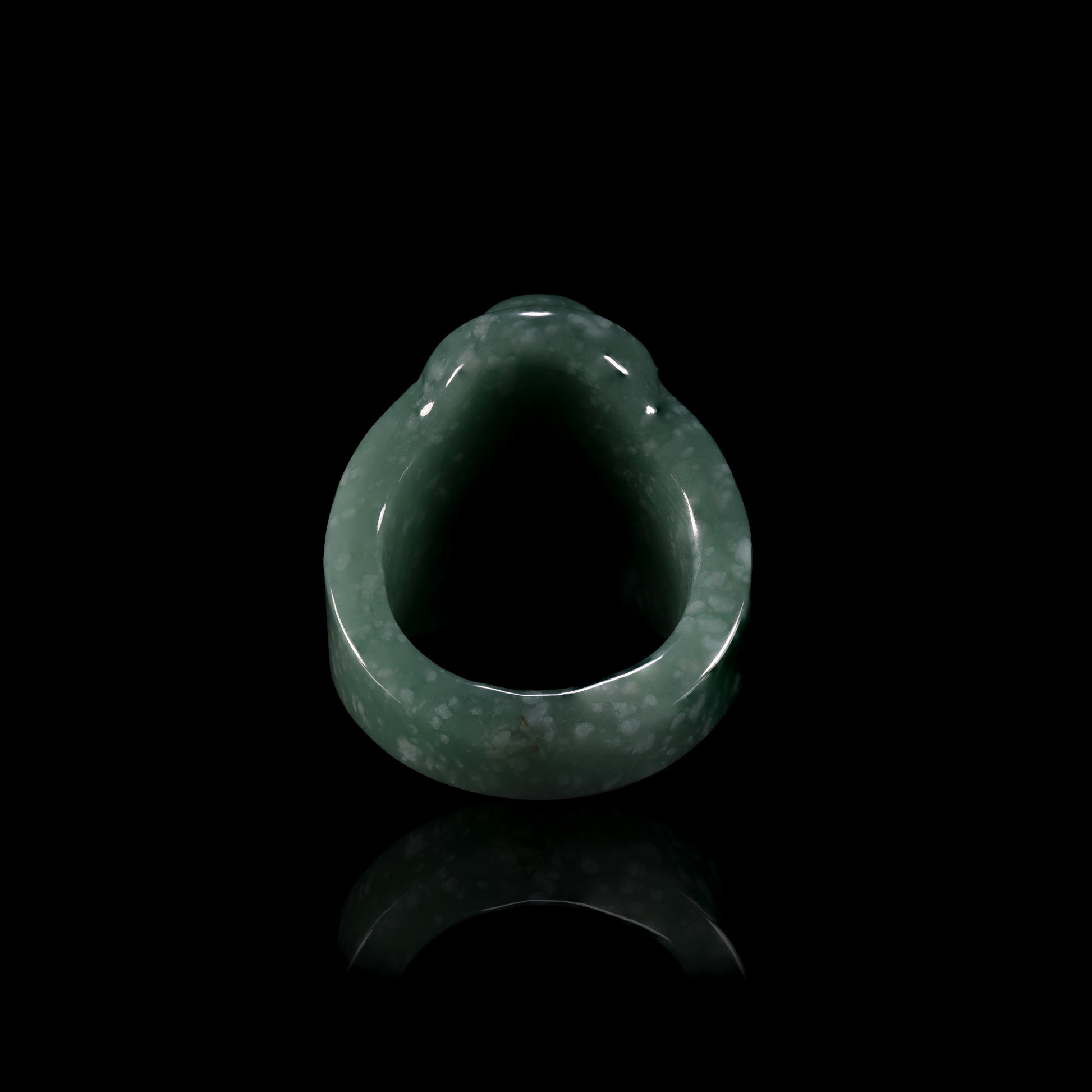 Dark Jade Skull Carved Statement Ring - Grade A Natural Jade Jewelry