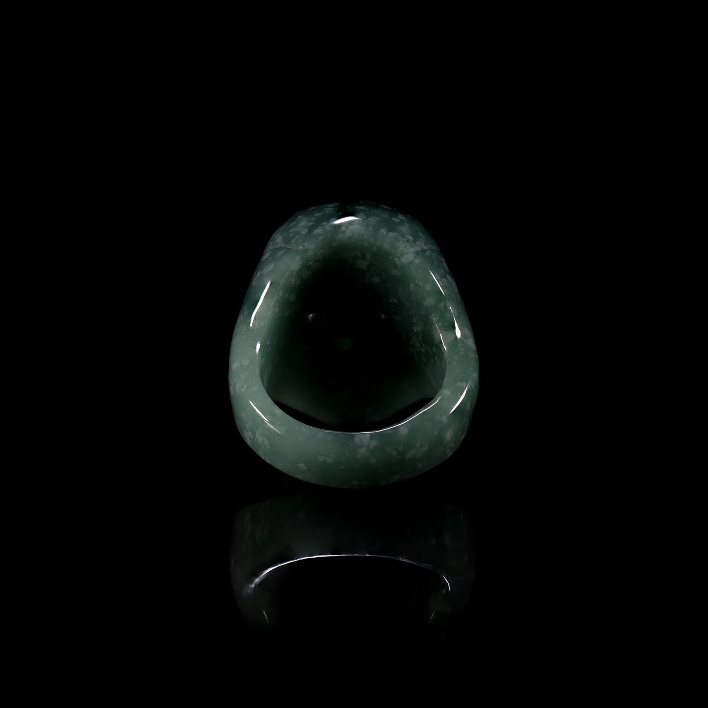 Dark Jade Skull Carved Statement Ring - Grade A Natural Jade Jewelry