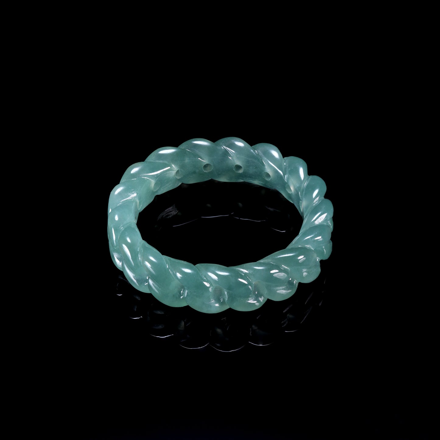 Twisted Rope Jade Carved Ring - Grade A Natural Jade Jewelry
