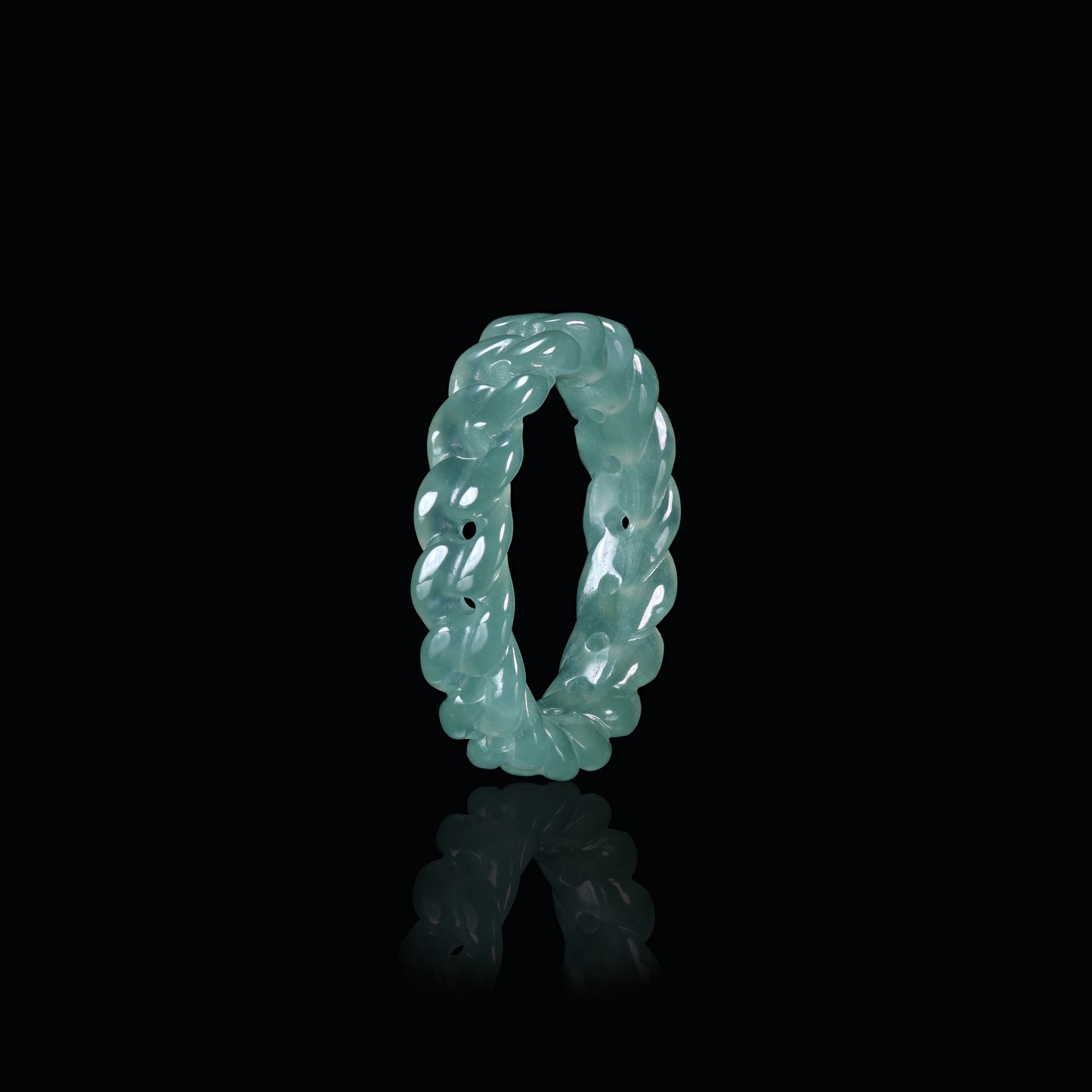 Twisted Rope Jade Carved Ring - Grade A Natural Jade Jewelry