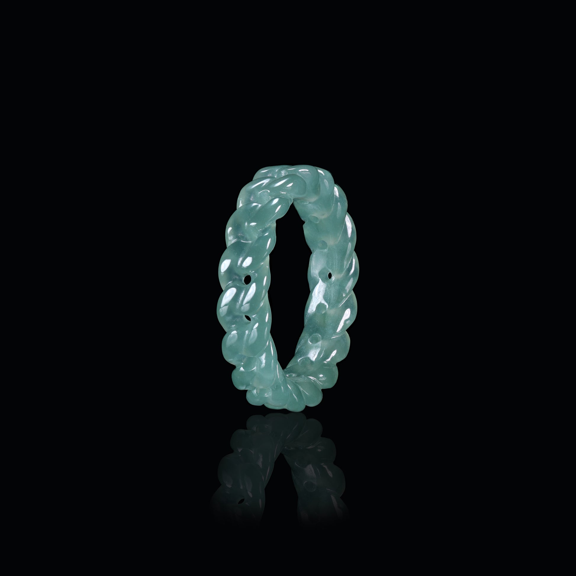 Twisted Rope Jade Carved Ring - Grade A Natural Jade Jewelry
