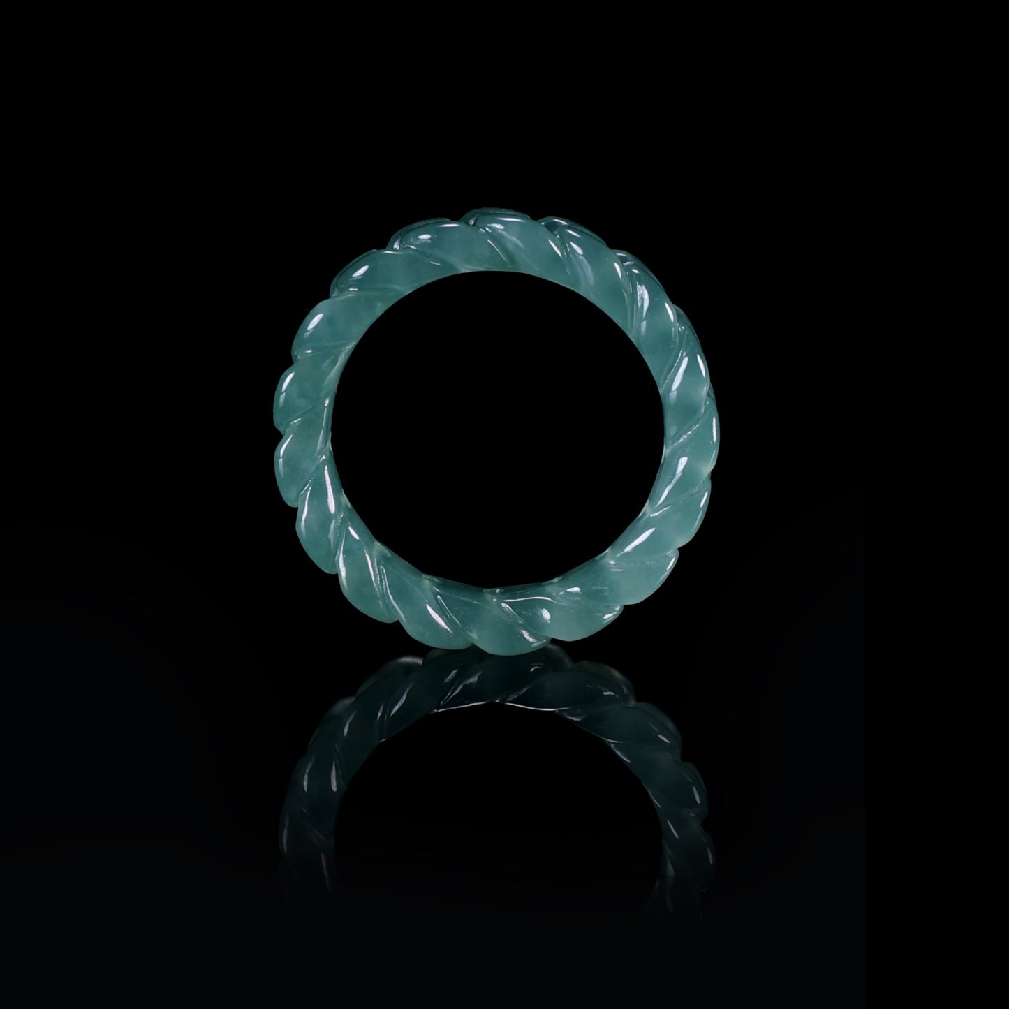 Twisted Rope Jade Carved Ring - Certified Grade A jade ring from Jadelume