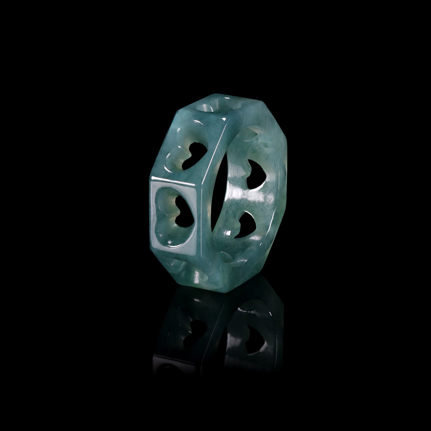 Octagon Hollow Heart Jade Ring - Grade A Natural Jade Jewelry