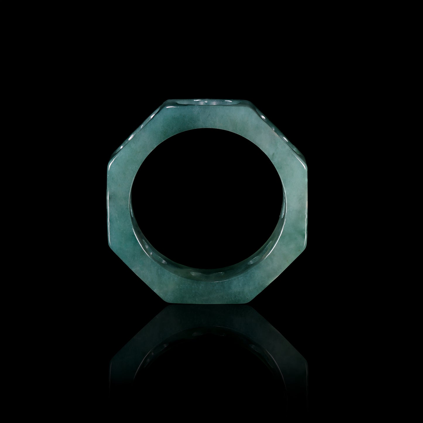 Octagon Hollow Heart Jade Ring - Grade A Natural Jade Jewelry