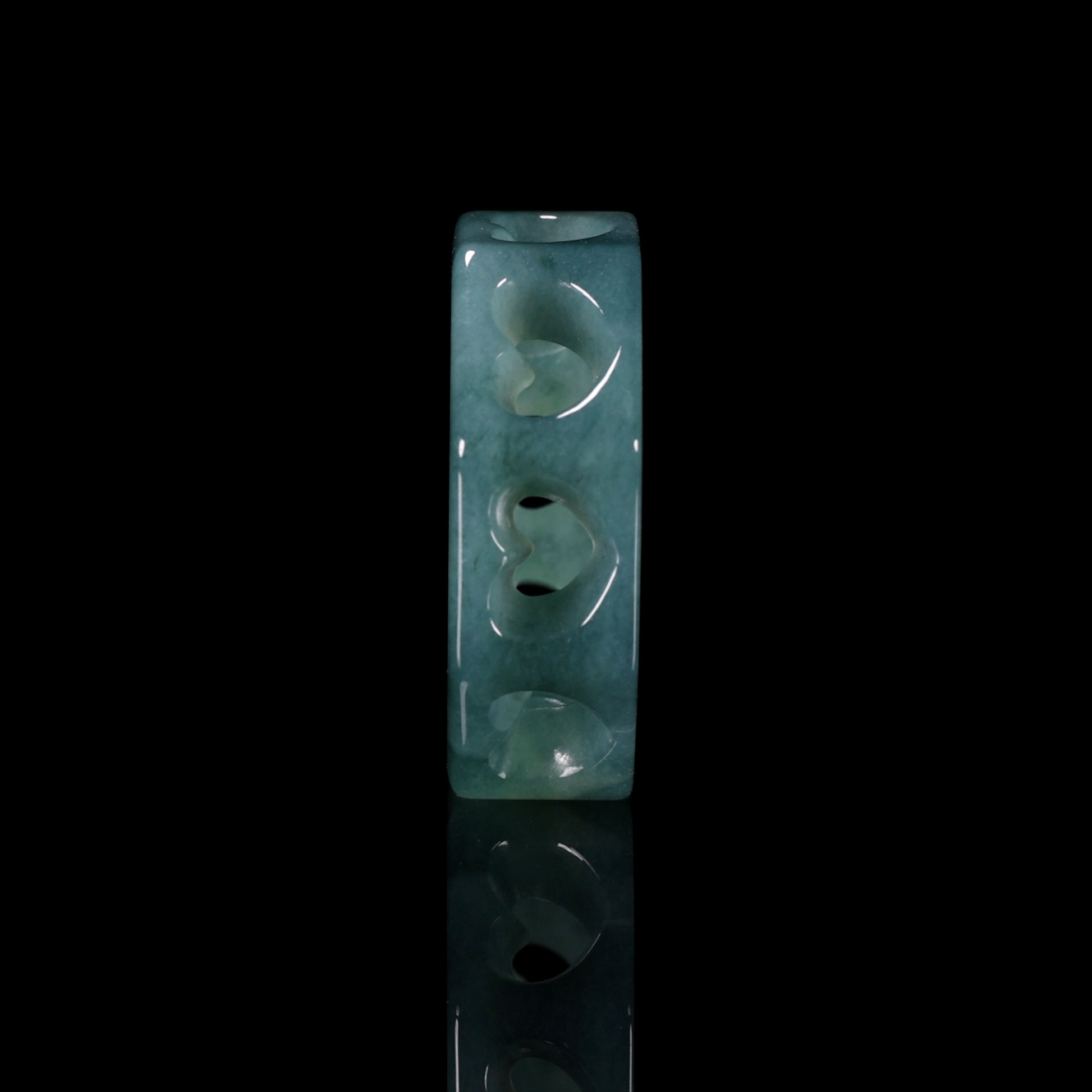 Octagon Hollow Heart Jade Ring - Certified Grade A jade ring from Jadelume